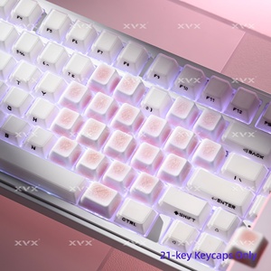 Teclas de Cerámica XVX Ice Crack Heart Accent, Perfil Cherry, Acabado Glaseado, Compatibles con Teclados Mecánicos de Interruptor Magnético - Product Image 3