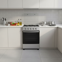 Kompor Gas 4 Tungku Stainless Steel dengan Oven Hemat Ruang BTU 30.000 untuk Restoran dan Rumah Tangga