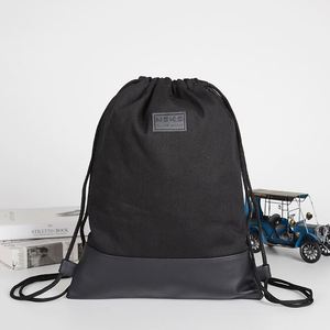 Sac à dos personnalisé en toile recyclée avec fond en PU, sac de voyage en coton, sac de rangement pour chaussures, sac de sport à cordon - Product Image 3
