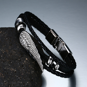 Gioielli di moda in acciaio inox chiusura magnetica angelo bracciale ad ala per gli uomini - Product Image 3