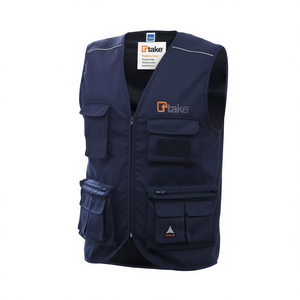 TTAKE Take Summer Multi Pocket <b>Vest</b> Workwear Blue L Size <b>Utility</b> <b>Vest</b> - Product Image 2