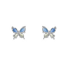 Boucles d'oreilles papillon en zircon, argent sterling 925, rose et bleu, pour femmes, à porter au quotidien, bijoux tendance - Product Image 5