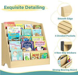 Giá sách gỗ tự nhiên 5 tầng cho trẻ em, kệ sách trẻ nhỏ, kệ trưng bày sách cho lớp học, phòng chơi - Product Image 4