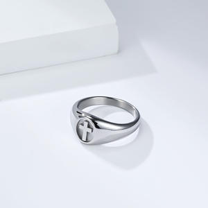 Unisex Cross <b>Ring</b> Titanium Steel Gold Black Silver Simple Elegant Gift Jewelry - Product Image 3