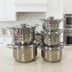 Ensemble de casseroles <span class=keywords><strong>Lechen</strong></span> Modern 5 pièces en acier inoxydable à double fond extra épais, compatible lave-vaisselle, écologique, 16-28 cm - Product Image 4