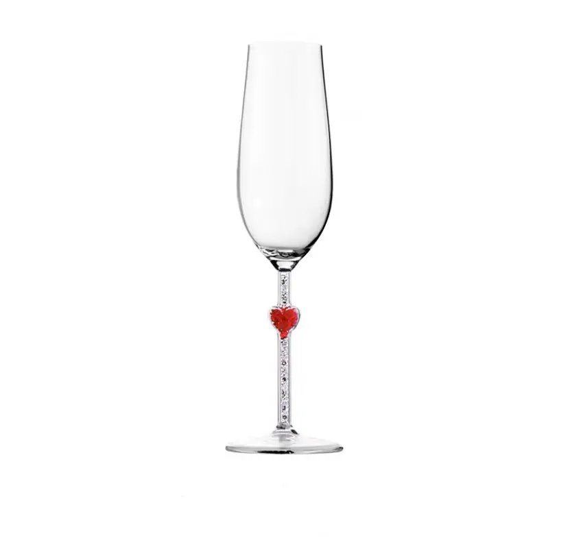 卸売カスタマイズ高品質ハート形ステムクリアワイングラスゴブレット赤ワイングラスレストラン用