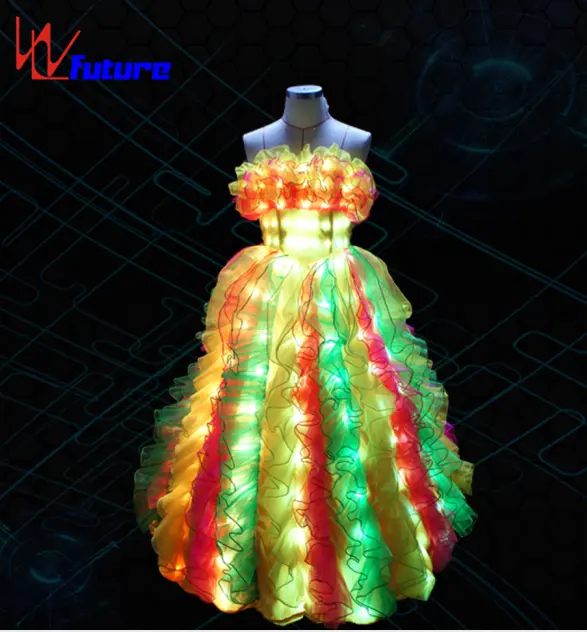 Полноцветное светодиодное классическое длинное свадебное платье, светодиодные праздничные танцевальные костюмы, платье, одежда для выступлений, светодиодная одежда, платья для девочек