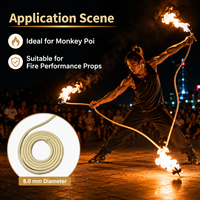 Corde tressée de 8 mm pour Monkey Poi, longueur personnalisable, corde flexible pour accessoires de feu, pour la performance de flow art et la danse du feu
