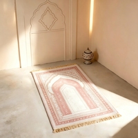 Tapis de prière islamique moderne, lavable, imprimé en 3D, décoré de pompons, tapis de prière portable pour la maison, la mosquée, les voyages