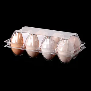 공장 직접 판매 8 그리드 투명 플라스틱 오리 계란 포장 트레이 주방 컨테이너 닭 계란 트레이 커버