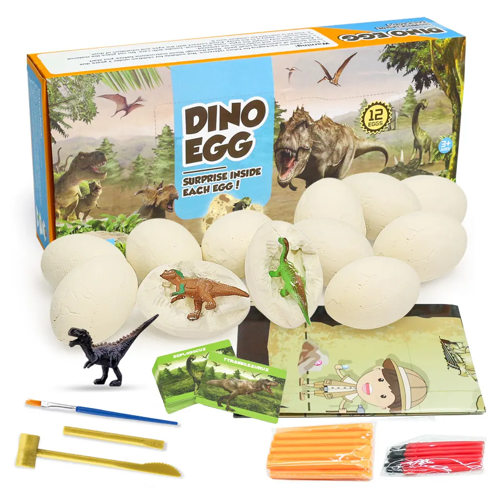 Kids plaster dinosaur egg dig it out STEM game archaeology excavation kit diy educational toy