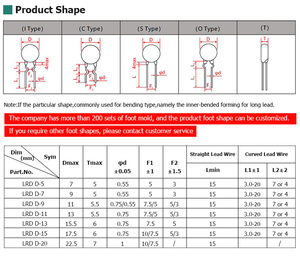 Lorida Trong Kho <span class=keywords><strong>Ntc</strong></span> 20D-5 5Mm Mf72 Resistencia Cao Precision150 Độ C PTC 12V <span class=keywords><strong>Ntc</strong></span> Thermistor - Product Image 5