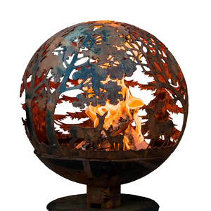 Brasero Esférico de Acero Corten para Exteriores, Estilo Rústico, Ecológico, con Acabado Oxidado - Product Image 2