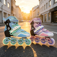 Patins à roulettes ajustables pour enfants, 4 roues, roulements ABEC-7, cadre en aluminium CNC, roues en PU cristal PP, rollers pour jeunes, semelles supplémentaires