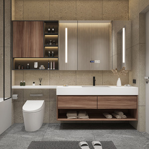 Modern floating makeup bathroom <b>vanity</b> <b>LED</b> lighted <b>mirror</b> cabinet side storage cosmetics and makeup organizer - Product Image 6