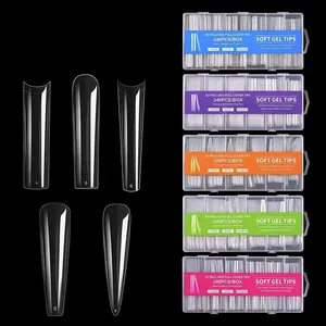 Kunstnagels Plastic Doos Zachte Franse Lange Kist C Gebogen Korte Stiletto Mat Transparant Xxl Nail Art Tip