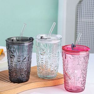 Vaso de Vidrio con Relieve Tridimensional Horizontal de Alta Apariencia, Vaso Doble para Bebidas, Botella de Agua Moderna y Bonita, Vaso para Jugo - Product Image 5