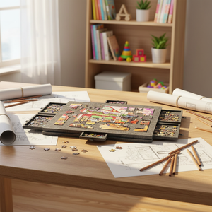 A Portable Jigsaw <strong>Puzzle</strong> Pad a Cover 8 Classification <strong>Trays</strong>, Featuring a Felt <strong>Puzzle</strong> Board a Large Storage Box Large <strong>Puzzles</strong> - Product Image 5