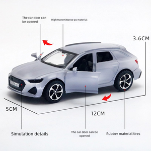 سيارة رياضية تفاعلية بمقياس معدني مجسمة سيارة لعبة من المعدن المصبوب مع بابين مفتوحين لتزيين لوحة القيادة - Product Image 5