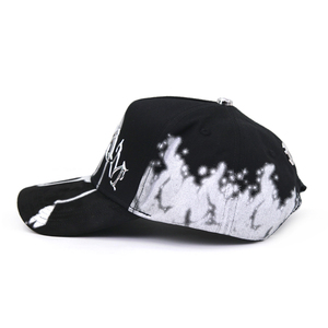 Casquette de baseball incurvée à impression intégrale, avec logo métallique personnalisé, style hip-hop, motif squelette humain, pour hommes - Product Image 3