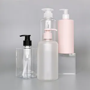 Ecologische Biologisch Afbreekbare Kunststof Leverancier 100ml - 500ml Zwarte roze transparante Op Maat Gemaakte Kleur Pomp Vierkante Lotion Baby Shampoo Flessen - Product Image 5