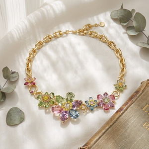 Set di Gioielli <span class=keywords><strong>con</strong></span> Fiori Color Zircone, Serie Candy, Set Raffinato di <span class=keywords><strong>Collana</strong></span>, Bracciale, Anello e Orecchini - Product Image 3