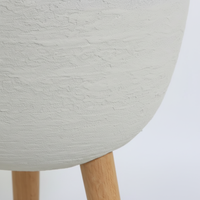 Pot de fleurs rond moderne en plastique avec pieds en bois, décoration de jardin intérieure et extérieure