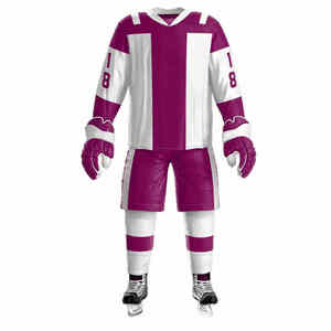 Ensembles d'uniformes de hockey sur glace en polyester de qualité supérieure conçus sur mesure avec uniforme de hockey sur glace d'impression de nom d'équipe OEM - Product Image 5