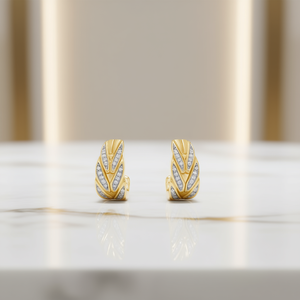 Boucles d'oreilles de luxe en or massif 18 carats avec diamants jaunes ronds taille brillant couleur G, diamants naturels, bijoux pour femme à porter au quotidien - Product Image 2