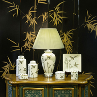 Chinois en gros luxe antique salon chevet moderne maison décorative en porcelaine en céramique lampe de table pour la décoration