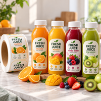 Étiquettes personnalisées pour bouteilles de boissons, autocollants imperméables pour jus, rouleau d'étiquettes adhésives pour emballages de boissons aux fruits