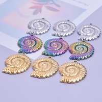 Pendentif Nautilus en acier inoxydable de 30 mm, plaqué or 18 carats, série Océan, breloques coquillages pour la fabrication de bijoux DIY