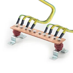 Factory Custom Size Earth Grounding Protection System Seamless Electric Bus Bar Solid Copper Busbar with Insulators