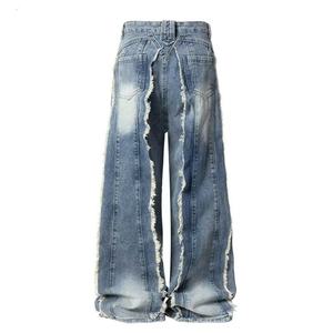 Pantalones Vaqueros Rotos de Estilo Urbano con Lavado Intenso, Pantalones Cargo Holgados y Rectos con Múltiples Bolsillos para Hombre, Pantalones Vaqueros de Pierna Ancha - Product Image 4