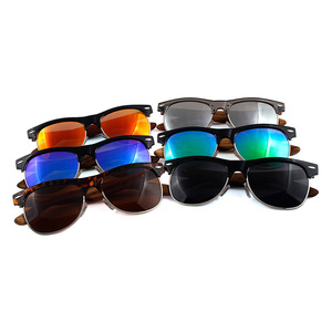 Gafas de sol clásicas de media montura de madera para hombre, protección UV400 polarizada para conducir, estilo moderno, montura negra, lentes TAC - Product Image 2