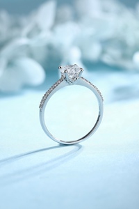 Joyería fina de lujo Joyería de platino de San Valentín 1ct Compromiso DE BODA Promesa Joyería de mujer Anillos de diamantes de laboratorio de oro blanco PT950 - Product Image 2