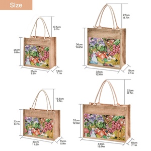 Bolsas de Compras de Yute Grandes Personalizables al por Mayor, Bolsas de Hombro de Ratán con Impresión en Blanco - Product Image 2