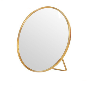 Espejo de mesa de hierro con marco dorado para maquillaje de lujo, espejo de maquillaje redondo de escritorio, espejo vertical Simple - Product Image 3