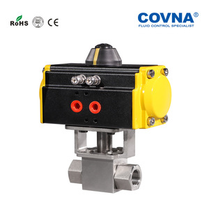Covna Pneumatic Three Way Ball Valve 1 In Soft <b>Sealing</b> High Pressure Water Gas Oil Control Valve - Product Image 4