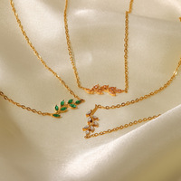 Mode femmes titane acier collier bijoux 18K or acier inoxydable vert rose blanc diamant pendentif collier