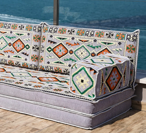 Ensemble de canapés au sol de style turc, motif Kilim bohème, banc rembourré pour salon - Product Image 3