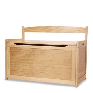 Boîte de rangement en bois massif <span class=keywords><strong>avec</strong></span> couvercle pour chambre d'enfant, boîte à jouets et meuble de siège, <span class=keywords><strong>coffre</strong></span> en pin naturel <span class=keywords><strong>avec</strong></span> dossier - Product Image 1