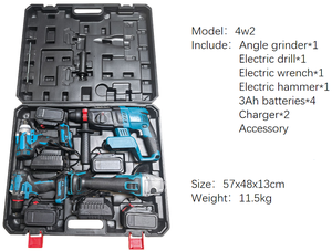 Caja de Herramientas Combinada con <span class=keywords><strong>Taladro</strong></span> y Martillo Inalámbricos de 21V con Motor sin Escobillas, Personalizable, para Pulir y Esmerilar - Product Image 6