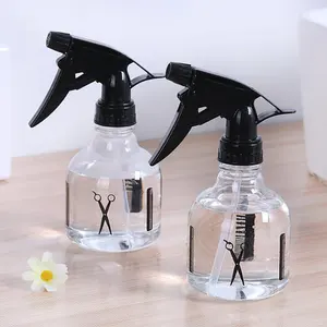 250 ml 8 onzas botella de plástico transparente botella de Spray de pelo con negro gatillo rociador en Stock Vanjoin