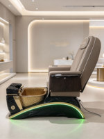 Fauteuil de pédicure de luxe avec massage par vibration et pétrissage, siège réglable, lumières LED 7 couleurs, jet sans tuyau, idéal pour salon de manucure