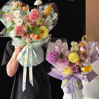 Rouleau de papier d'emballage floral transparent personnalisé avec motif de dentelle, petit et charmant, en PE écologique et imperméable pour mariage