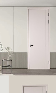 Porte intérieure minimaliste en panneau gris clair, finition MDF, ouverture manuelle en polymère - Product Image 6
