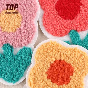 Clothing Sunflower Multi Color Chenille Embroidery Shell Custom Patches Accessories Wholesale Flower Fabric Cotton PVC Handmade