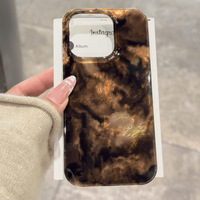 Coque en fil de plume adaptée à l'iPhone 15/iPhone 13, coque de téléphone anti-chute minimaliste de qualité supérieure, ambre d'automne, grand trou
