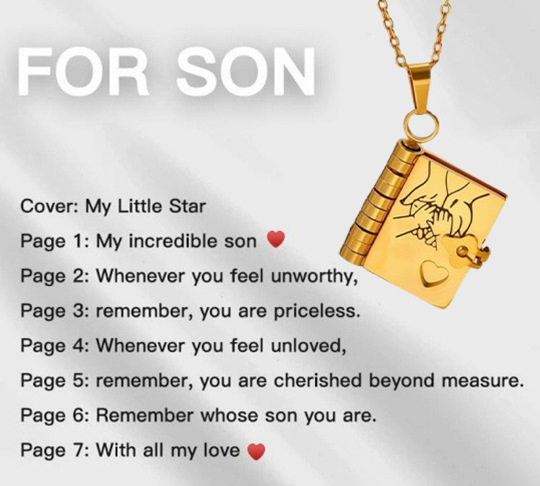 Gold-son style book engraved necklace